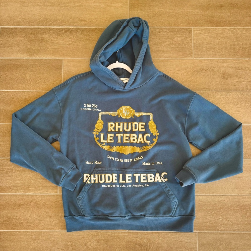 Rhude Le Tebac Blue Hoodie Size Small
